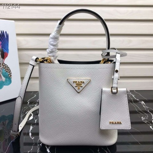 Bolso Prada Panier pequeño Original Saffiano 1BA217 Blanco