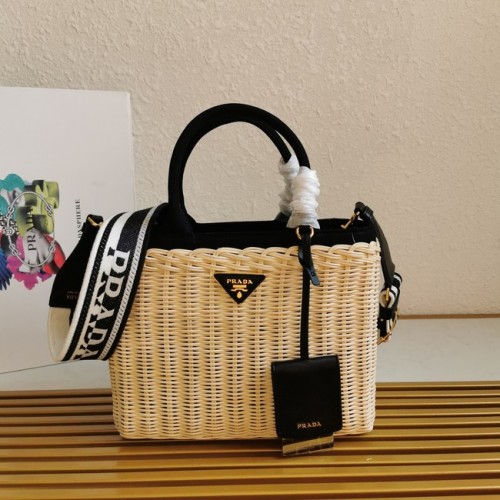 Prada Bolso tote de rafia 1BG835 marrón