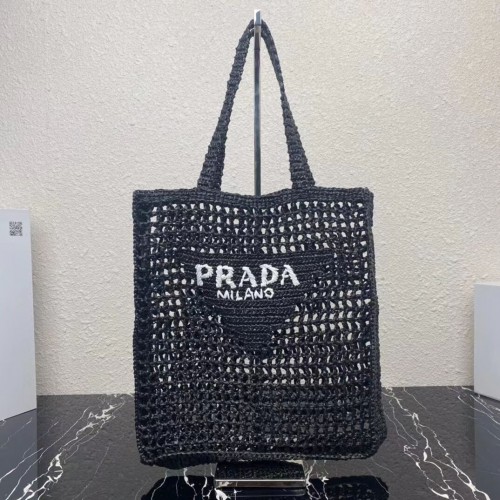 Prada Bolso tote de rafia 1CH393 negro