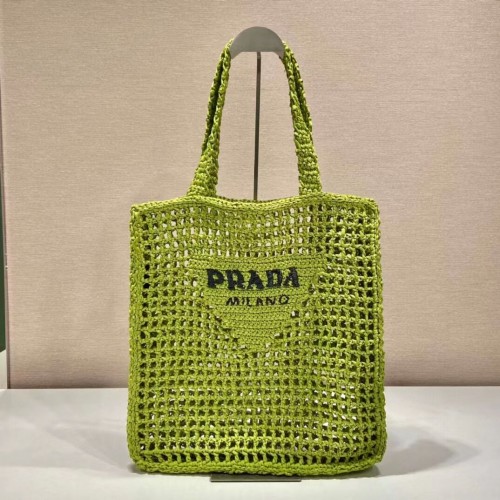 Prada Bolso tote de rafia 1CH393 verde