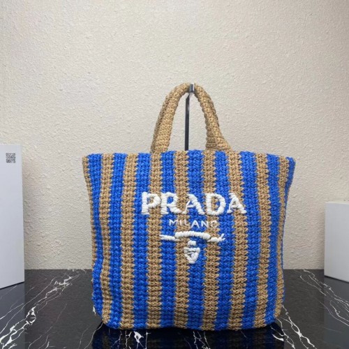 Bolso tote Prada Raffia 1NE229 azul