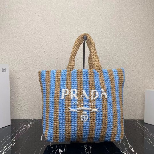 Bolso tote Prada Raffia 1NE229 azul claro
