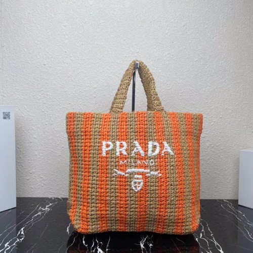Bolso tote Prada Raffia 1NE229 naranja