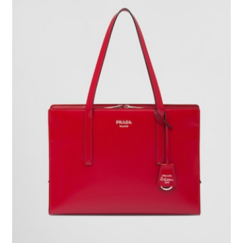 Prada Re-Edition 1995 bolso mediano de cuero cepillado 1BA350 rojo