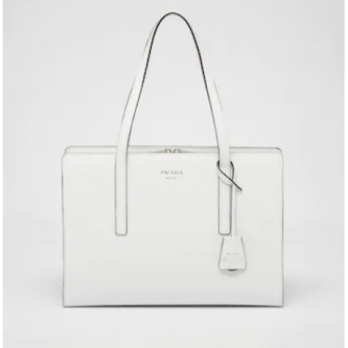 Prada Re-Edition 1995 bolso mediano de cuero cepillado 1BA350 blanco