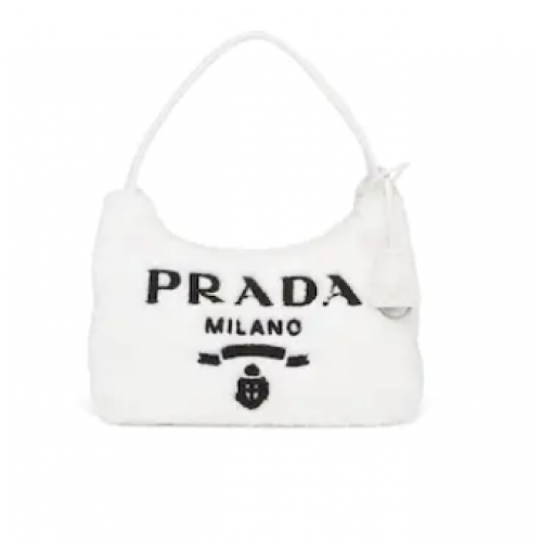 Minibolso de felpa Prada Re-Edition 2000 1NE515 blanco