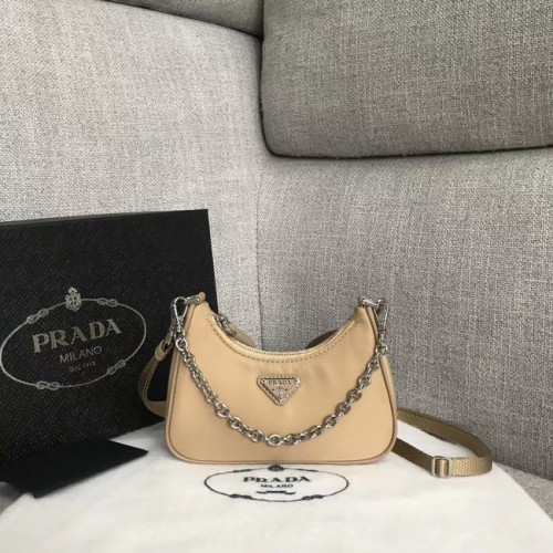 Prada Re-Edition 2005 mini bolso de hombro de nylon 1BH203 albaricoque