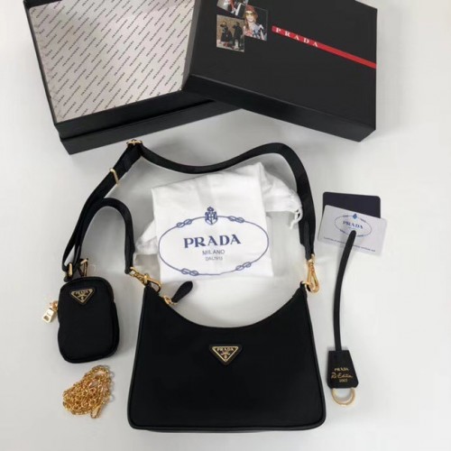 Prada Re-Edition bandolera de nailon 1BH204 negro