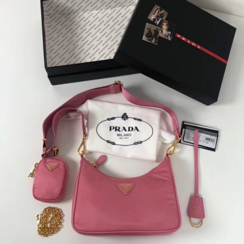 Prada Re-Edition bandolera de nailon 1BH204 rosa