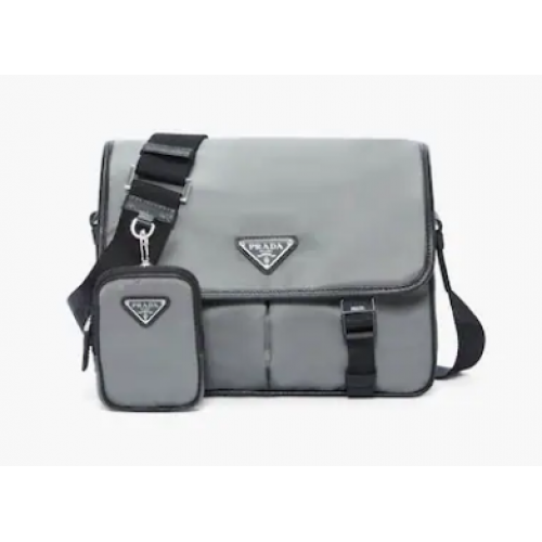 Bolso de hombro Prada Re-Nylon y piel Saffiano 2VD769 gris