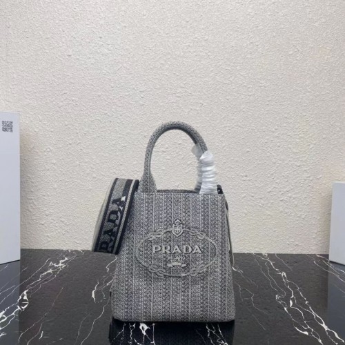 Prada BOLSO DE LA COMPRA PEQUEÑO 1AV333 Negro y gris