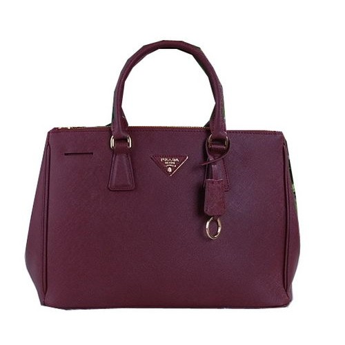 Prada Bolso tote de piel de becerro Saffiano PBN2274 Burdeos