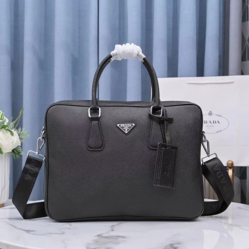 Prada Bolso maletín de piel Saffiano 1BA238 Negro