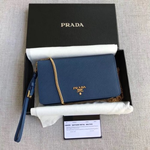 Prada Minibolso de piel saffiano 1HZ029 azul