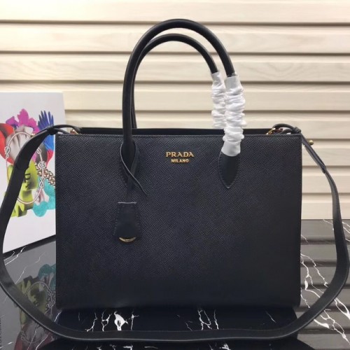 Prada Bolso tote grande de cuero saffiano 1BA153 negro