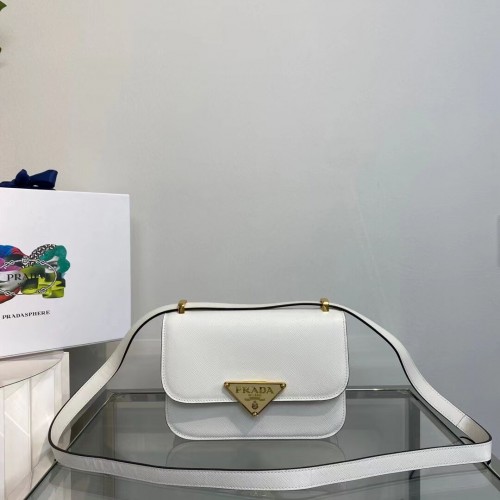 Prada Bolso de hombro Identity en piel Saffiano 1BN320 blanco