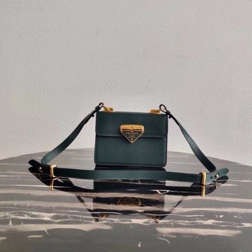 Prada Bolso Prada Symbole de piel Saffiano 1BD270 verde negruzco