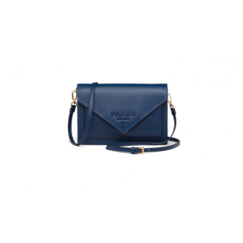 Prada Minibolso de piel Saffiano 1BP020 azul