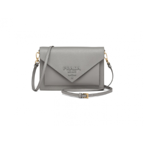 Prada Minibolso de piel Saffiano 1BP020 gris