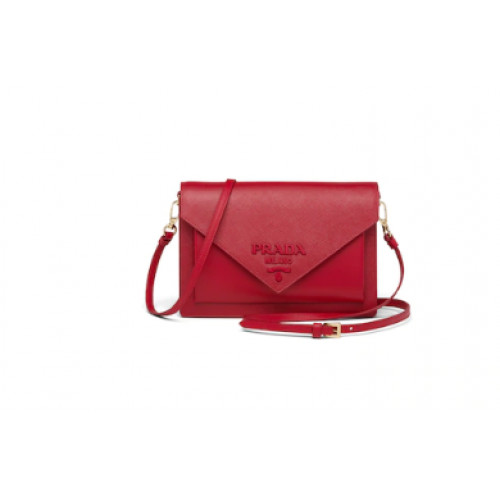 Minibolso Prada de piel Saffiano 1BP020 rojo