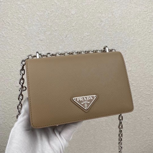 Mini bolso de hombro Prada de piel Saffiano 2BD032 albaricoque