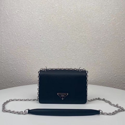 Minibolso de hombro Prada de piel Saffiano 2BD032 negro