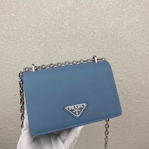 Minibolso de hombro Prada de piel Saffiano 2BD032 azul