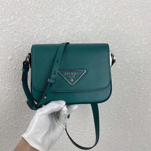 Mini bolso de hombro Prada de piel Saffiano 2BD249 verde
