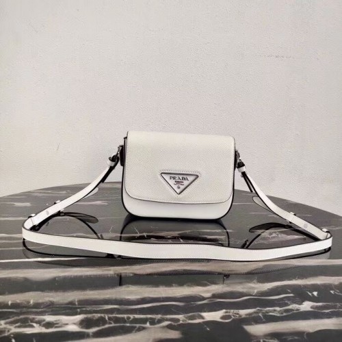 Minibolso de hombro Prada de piel Saffiano 2BD249 blanco