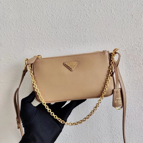 Mini bolso de hombro Prada de piel Saffiano 2BH171 albaricoque