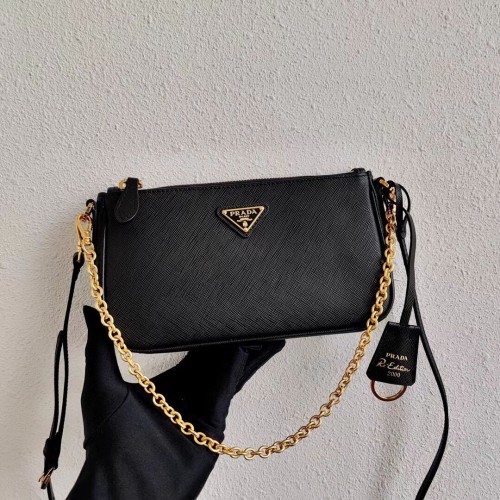 Minibolso de hombro Prada de piel Saffiano 2BH171 negro