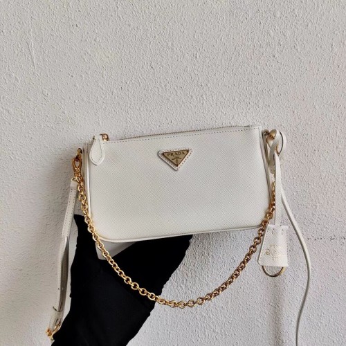 Minibolso de hombro Prada de piel Saffiano 2BH171 blanco