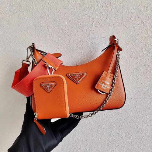 Minibolso de hombro Prada de piel Saffiano 2BH204 naranja