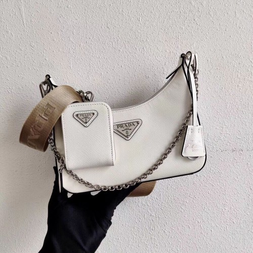 Minibolso de hombro Prada de piel Saffiano 2BH204 blanco