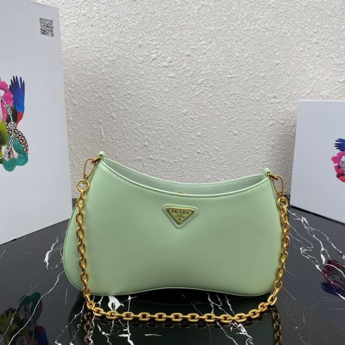 Bolso de hombro Prada en piel Saffiano 2BC148 verde