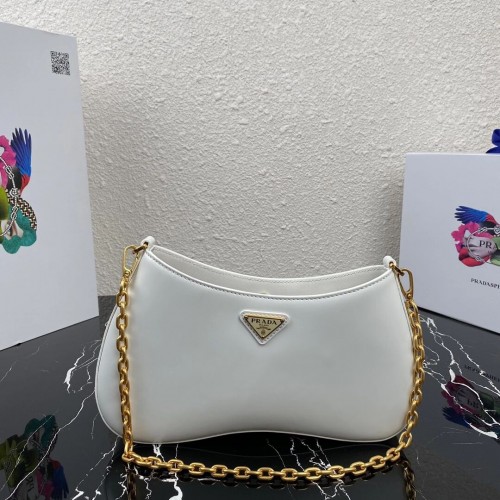 Bolso de hombro Prada de piel Saffiano 2BC148 blanco