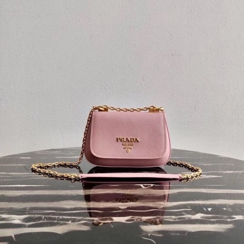 Bolso de hombro Prada en piel Saffiano 2BD275 rosa