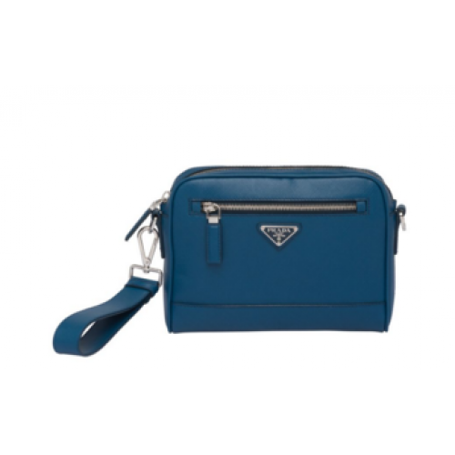 Bolso de hombro Prada en piel Saffiano 2VH063 azul