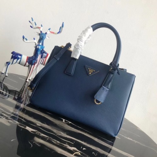 Prada Bolso tote de cuero Saffiano original 1BA1801 azul