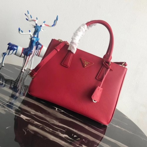 Prada Bolso tote de cuero Saffiano original 1BA1801 rojo