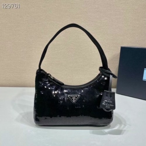 Prada Re-Edition 2000 minibolso de Re-Nylon con lentejuelas 1BC515 negro