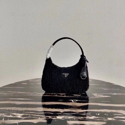 Prada Shearling tote mini-bolso 1NE515 negro