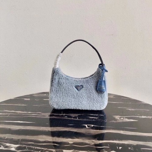 Prada Shearling tote minibolso 1NE515 azul claro