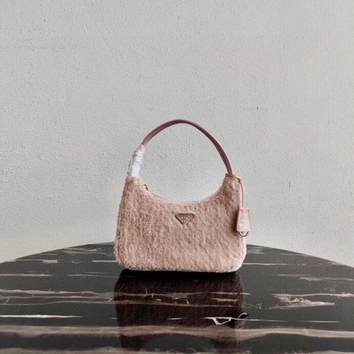 Prada Shearling tote mini-bolso 1NE515 rosa