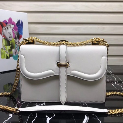Prada Sidonie Bolso De Hombro De Cuero 5677 Blanco