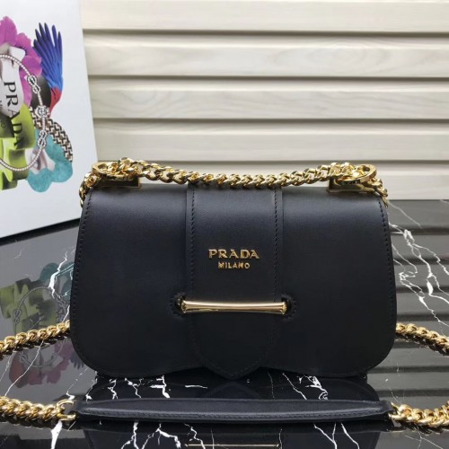 Bolso de hombro Prada Sidonie de piel 1BD184 Negro