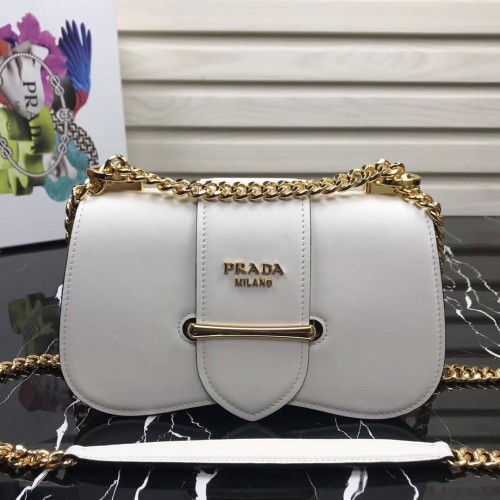 Bolso de hombro Prada Sidonie en piel 1BD184 Blanco