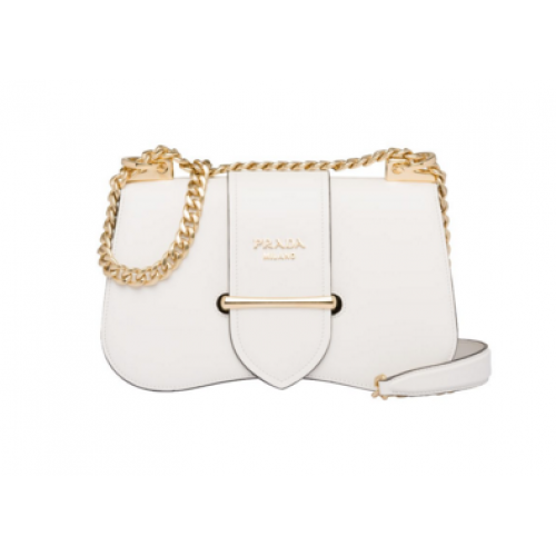 Bolso de hombro Prada Sidonie de piel 1BD184 blanco