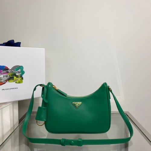 Prada Bolso de hombro pequeño de piel Saffiano 1BD330 verde
