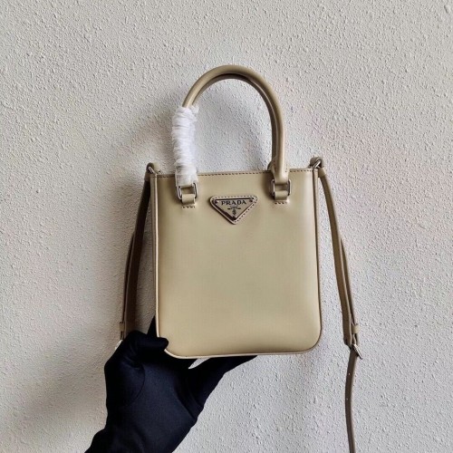 Prada Bolso tote pequeño de piel cepillada 1AD331 Galletas